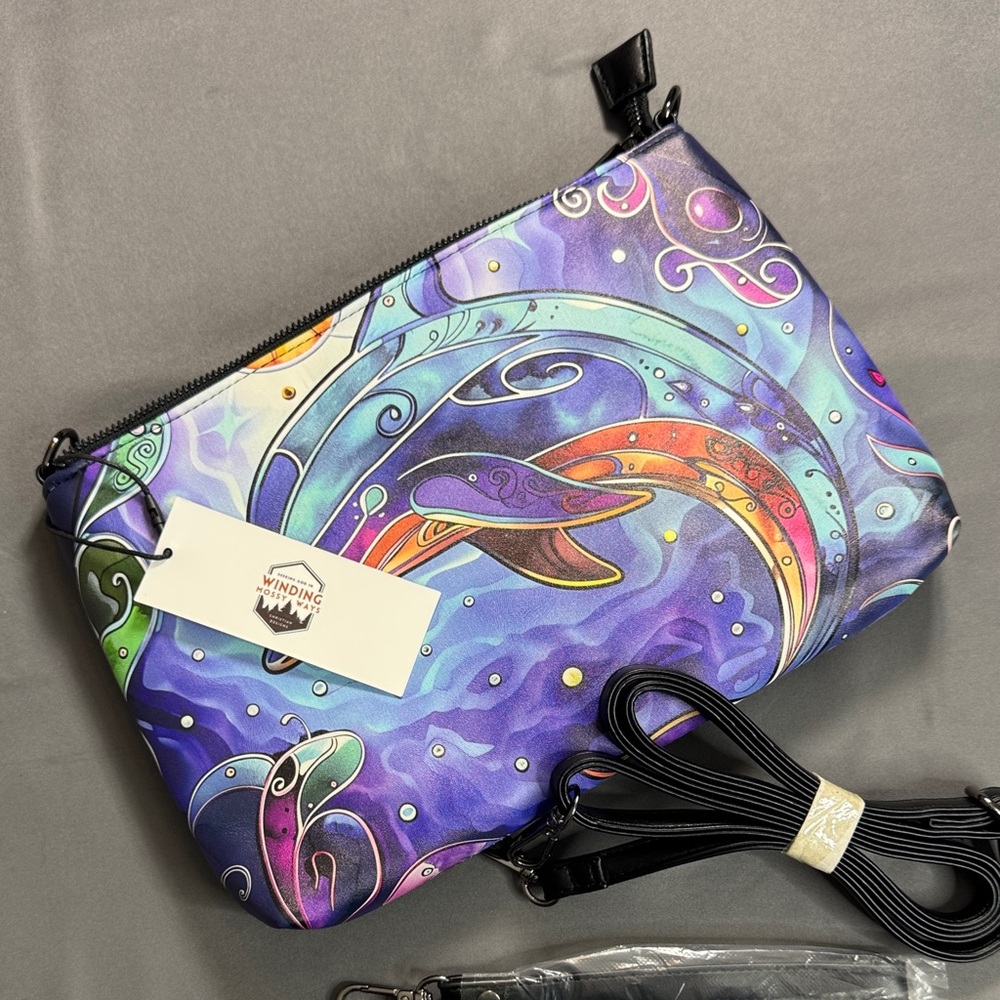 Winding Mossy Ways Recycled Dolphin Faux Leather Crossbody Pouch NWT